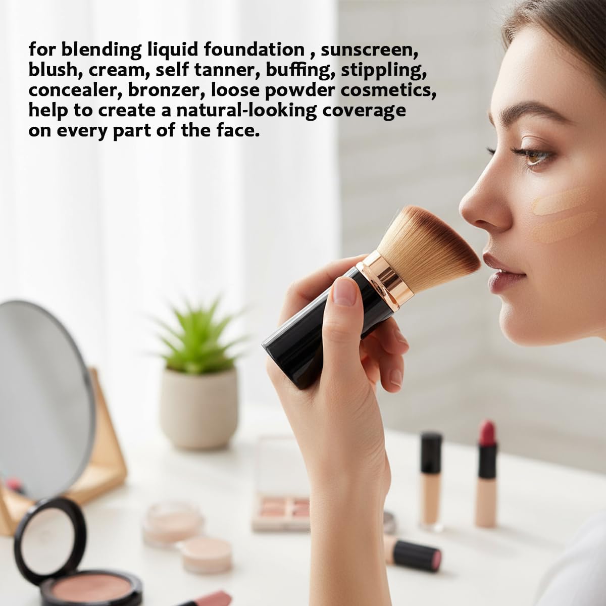 Retractable Kabuki Brush, Travel Foundation Makeup Brush