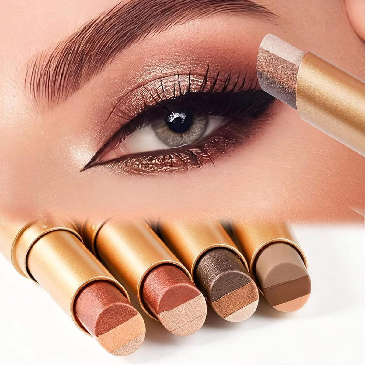 3 Color Gradient Eyeshadow Stick Set,Matte & Shimmer Cream Eyeshadow
