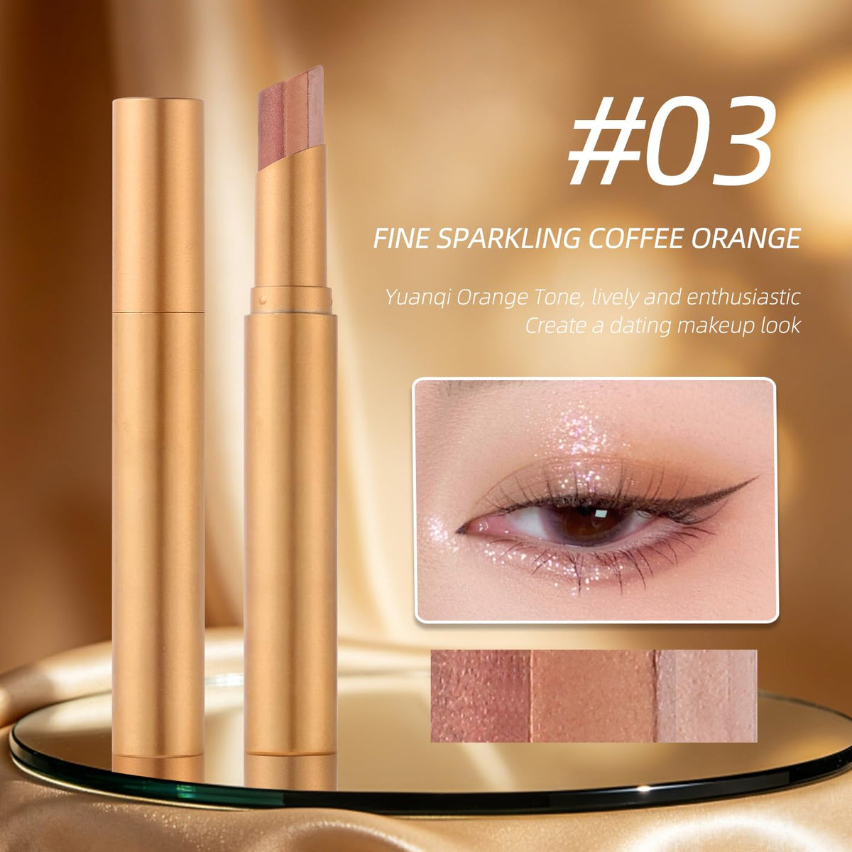 3 Color Gradient Eyeshadow Stick Set,Matte & Shimmer Cream Eyeshadow