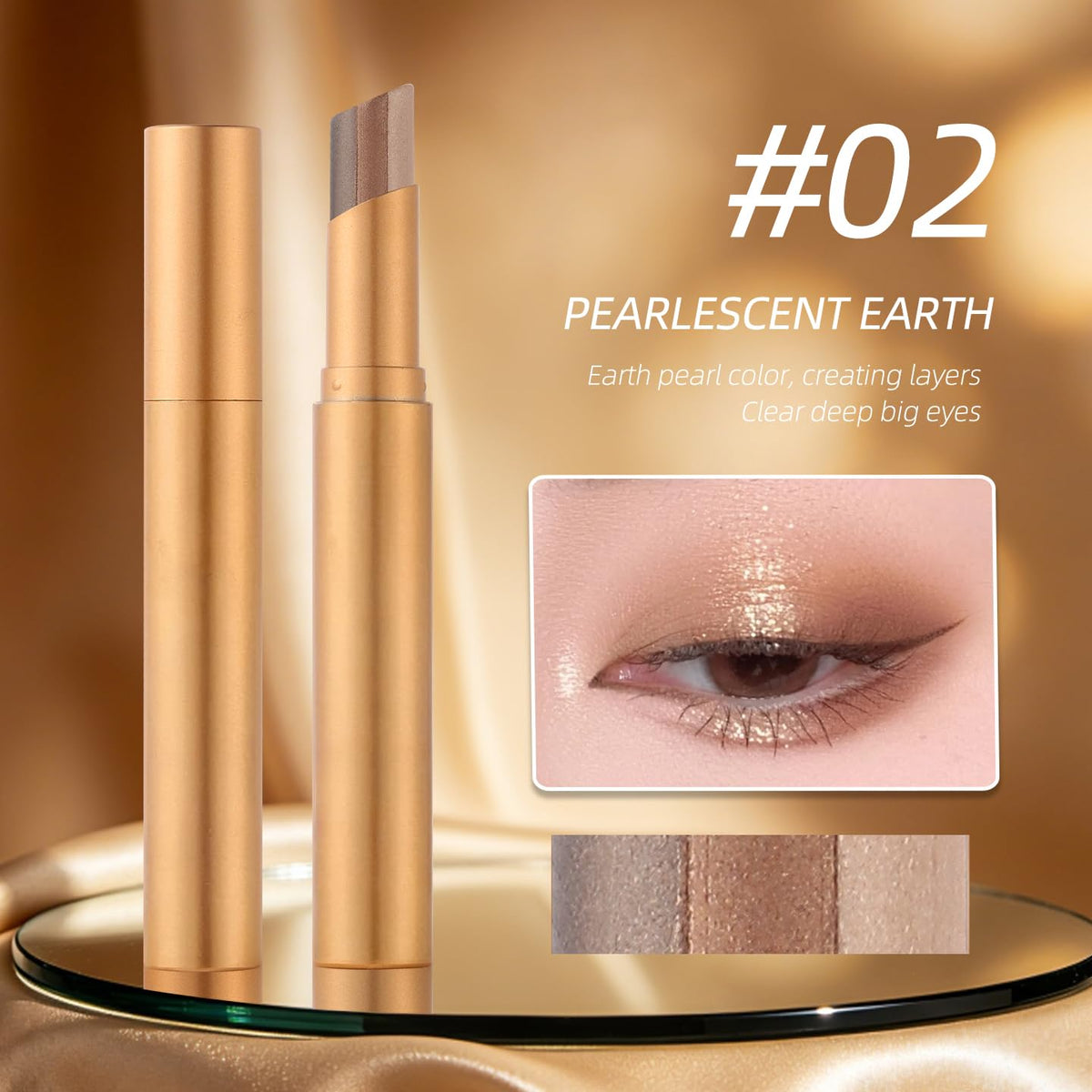 3 Color Gradient Eyeshadow Stick Set,Matte & Shimmer Cream Eyeshadow