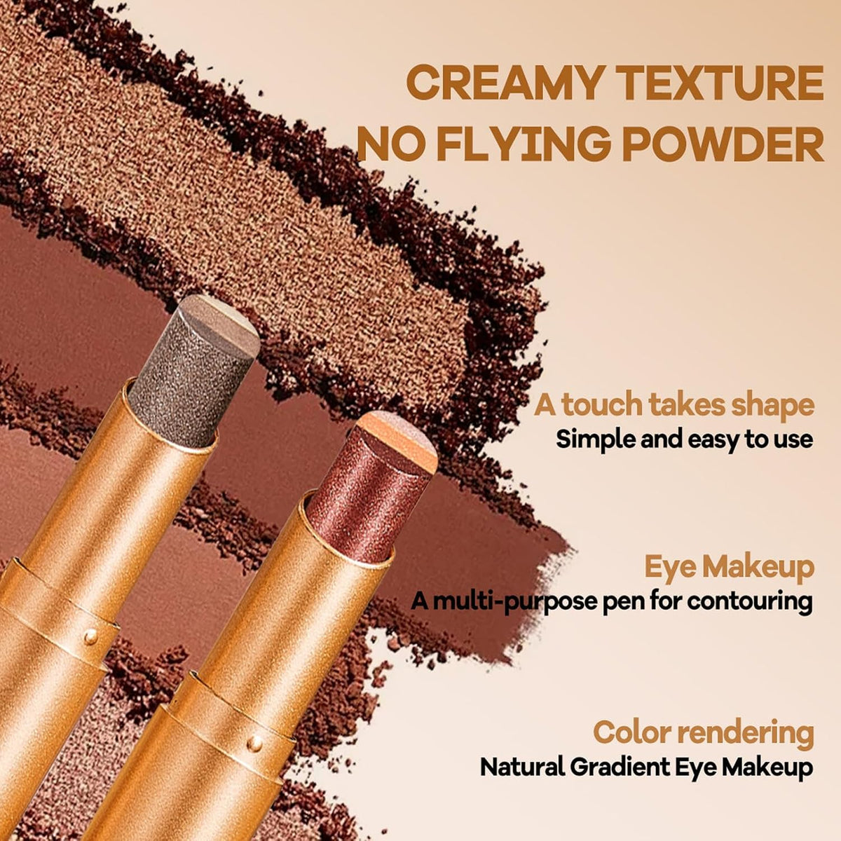 3 Color Gradient Eyeshadow Stick Set,Matte & Shimmer Cream Eyeshadow