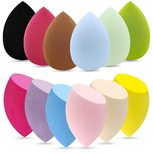12-Piece cosmetic sponge set, latex-free, flawless, soft and stereotyped facial powder puff